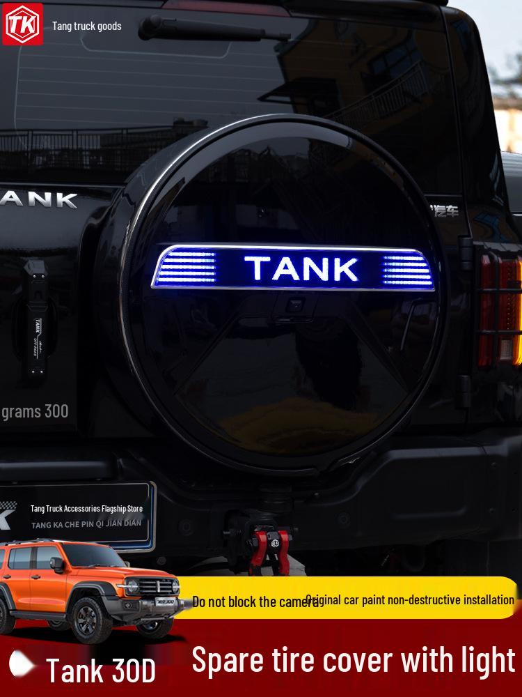 Полностью закрывающий чехол для запасного колеса для Tank 300 со светоотражателем, Утолщенный корпус из нержавеющей стали, Стиль Big G