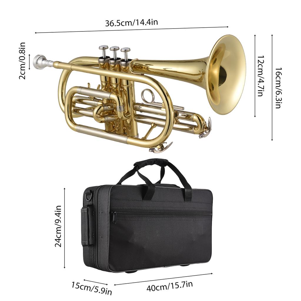 Bb Cornet духовой инструмент поверхность краска золото обработка профессиональный латунный корнет с переноской