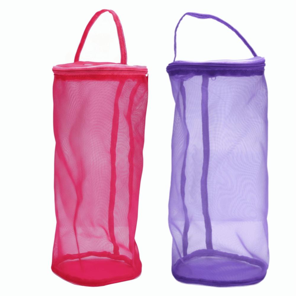 2pcs Yarn Dispenser Hole Crochet Thread Bag Zipper Closure Mesh Crochet Bag  For Crocheting