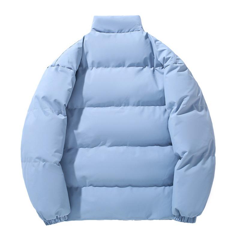 Two Sided Letter Print Thick Fleece Stand Collar Loose Cotton Puffer Jacket For Men Women