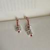 Design Sense Asymmetrical Red Rope Broken Silver Stud Earrings Female Niche Personality Unique Exquisite Simple Versatile Earrings