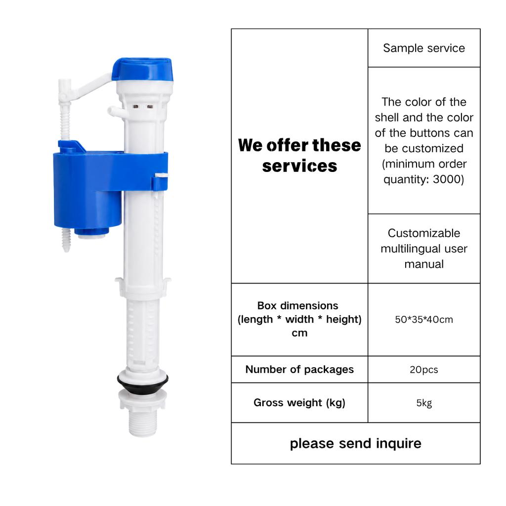 Adjustable Anti-Siphon Toilet Fill Valve with Low Noise Pressure Shut-Off and Multiple Thread Options