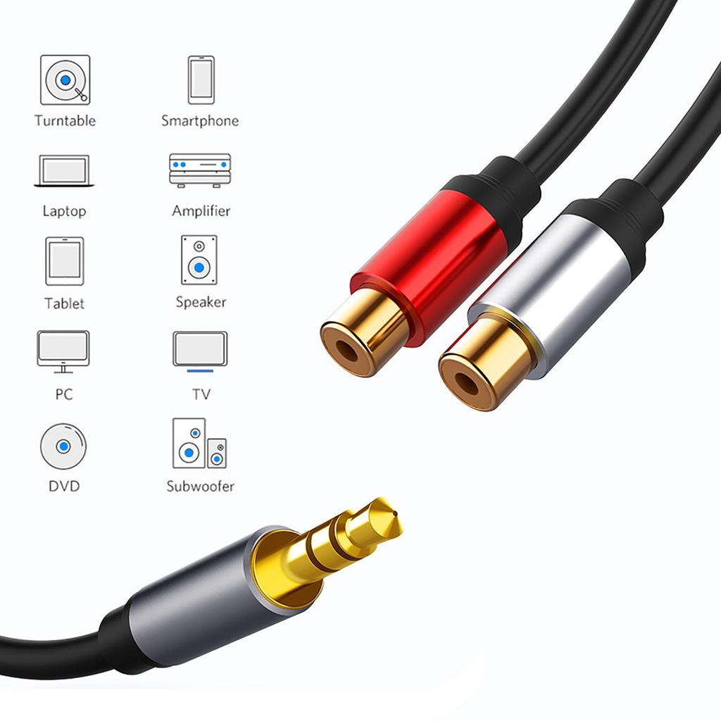 O Кабель 1, разделенный на 2 3,5 мм штекер и 2RCA гнездо стерео провод для подключения сабвуфера 0,3 м 11,8 дюймов