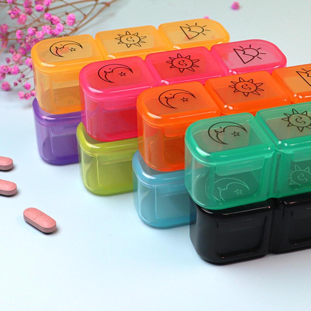 Портативный органайзер для путешествий с тремя сетками, утренний и ночной держатель для рыбьего жира, контейнер для хранения, разноцветный раздельный контейнер