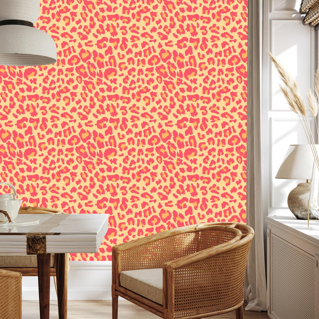 Pink Orange Leather Wallpaper Coral, Peach and Cream 50x1000