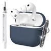 Чехол Seltureone для Airpods Pro 3 с чистящим средством, выпущенный из мягкого силикона, с полной поддержкой беспроводной зарядки, светодиодный индикатор статуса, темно-синий [Новый], Стилус, 2025, Материал,