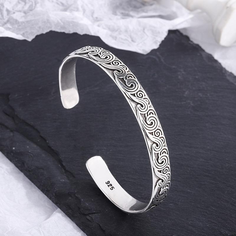 New Arrival Retro Wave Bracelets 925 Silver Jewelry Fashion Spray Personality Sweet Cloud Opening Bangles TYB116