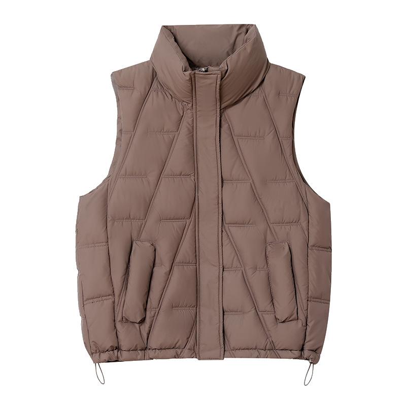 Down Cotton Vest Autumn and Winter Loose Foreign Style Outer Wear Vest Stand-up Collar New Women's Korean Version Vest