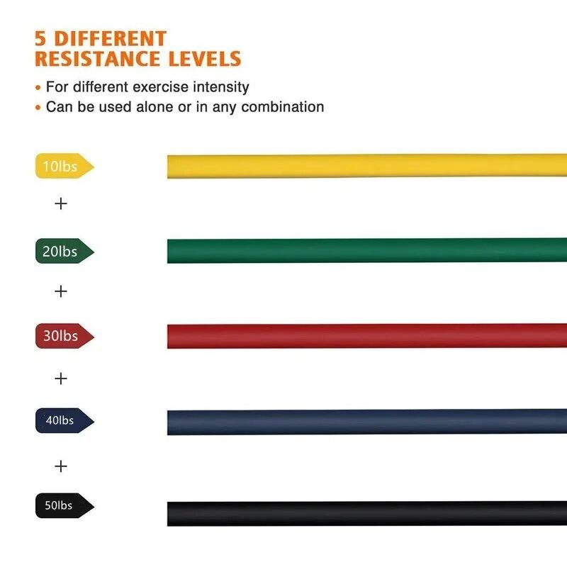 Набор эспандеров 50 фунтов, спортивные резинки, резинки для фитнеса, расширитель, тренировки в тренажерном зале, домашние упражнения