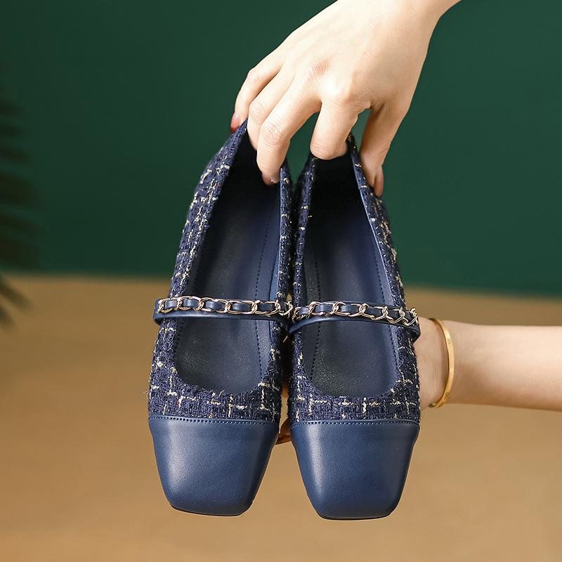 Fashion French Style Single Shoe Women's Spring 2025 New Patchwork Scoop Shoe Womens Straight Strap Retro Mary Jane Shoes Ladies Heels