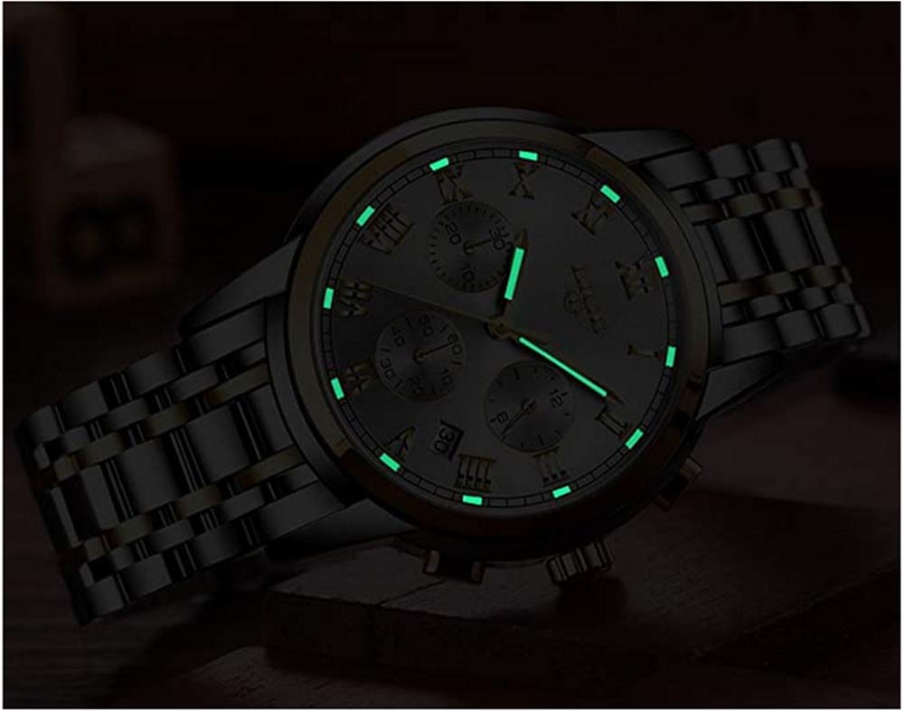 LIGE 9810 Часы Механизм Бизнес Водонепроницаемый Хронограф Полностью Стальной Кварцевый Светящийся Часы Золотые Белые Мужские