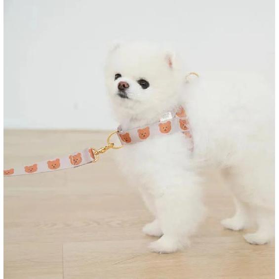 Adjustable Bear Pattern Dog Harness with Leash Set Soft Breathable Pet Harness Vest Dog Leash Pet Supplies