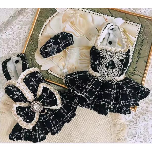 Luxury Brand Classic Thickened Pet Dress Autumn Winter Custom-Made Exquisite Dog Coat Skirt Thickened