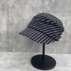 Fashion Striped Equestrian Hat Women's Flat Top Soft Hat Show Face Small Irregular Folds Peaked Hat Spring Summer Sun Hat
