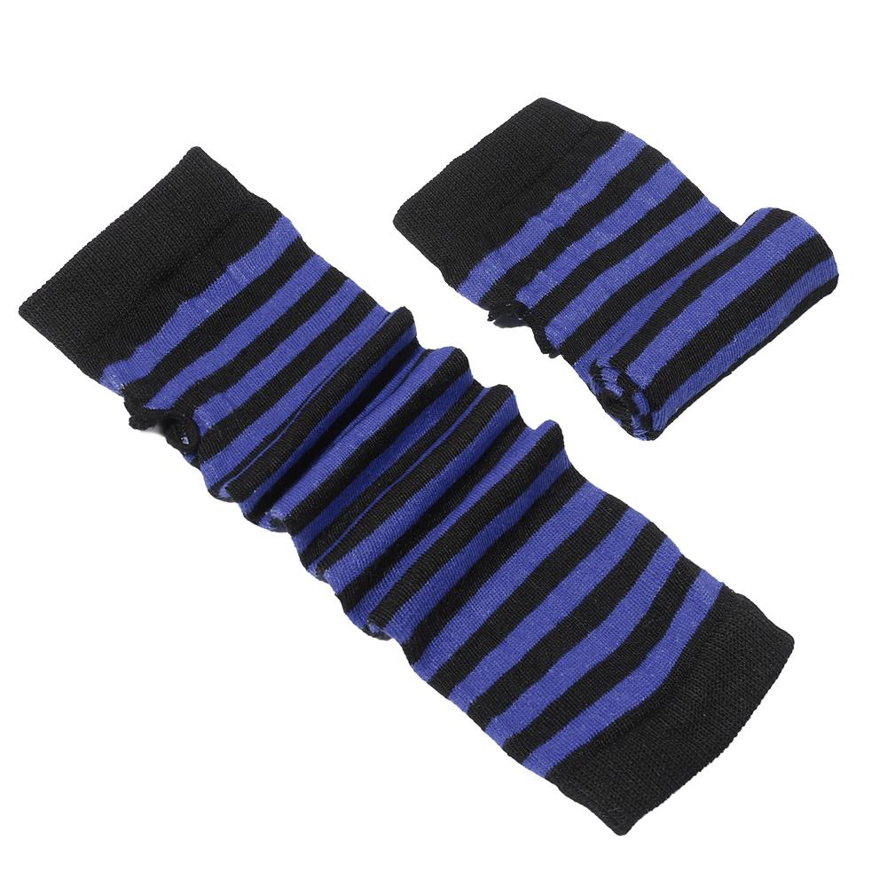 Полосатые вязаные перчатки с длинным рукавом, напульсники, согревающие руки, длинные перчатки без пальцев до локтя, митенки