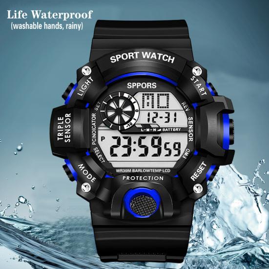 Yousheng  Electronic Watch Silicone Wristband Digital Display Multifunctional Outdoor Running Sports Daily Wristwatch Gift