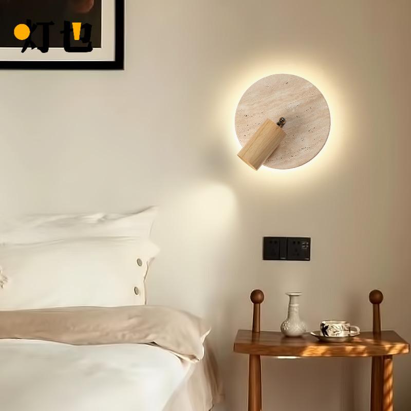 Japanese retro bedside LED wall light natural yellow cave stone wall light with cable switch home bedroom atmosphere lighting