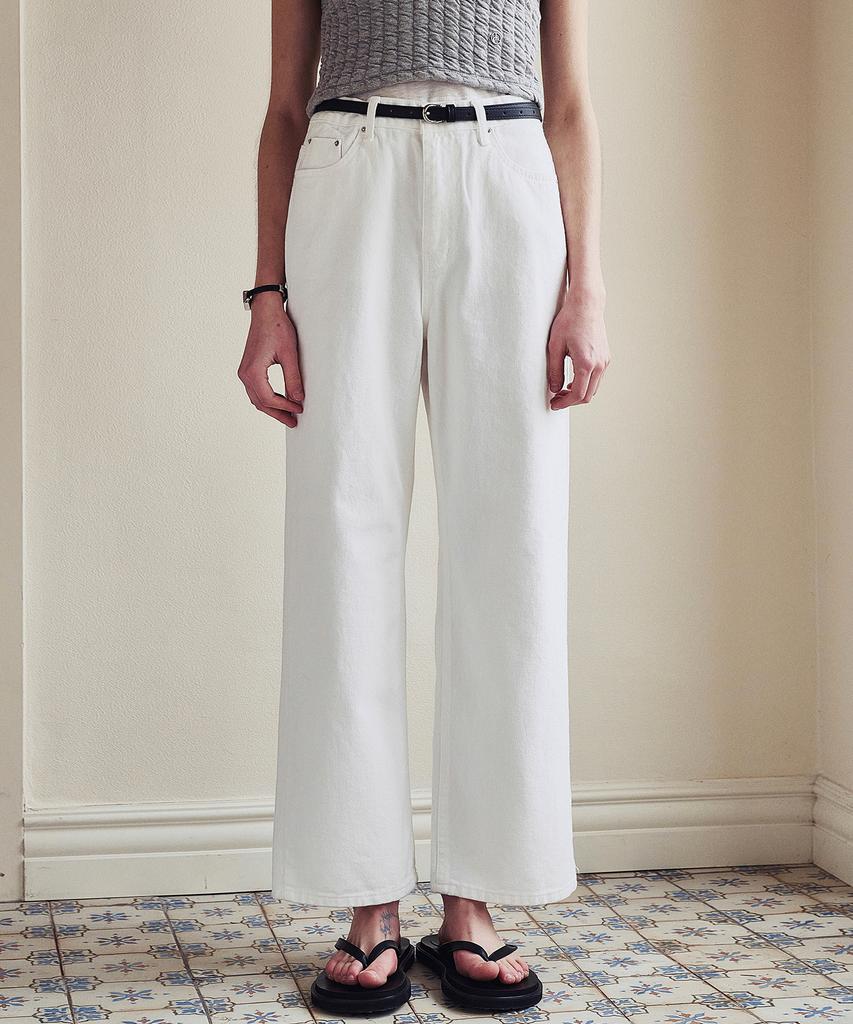LOEIL Standard Fit White Denim Pants - White