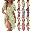 Women's Casual Fashion Dress Vintage Floral Floral Short Sleeve V-neck Dress