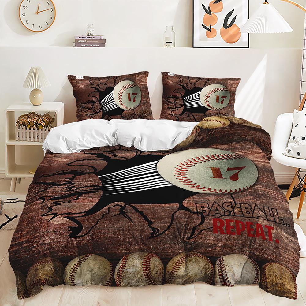 3D бейсбольный комплект постельного белья в спортивном стиле, пододеяльник, наволочка, 2/3 шт., мягкий домашний текстиль для комнаты для мальчиков, украшение для дома для спортсменов