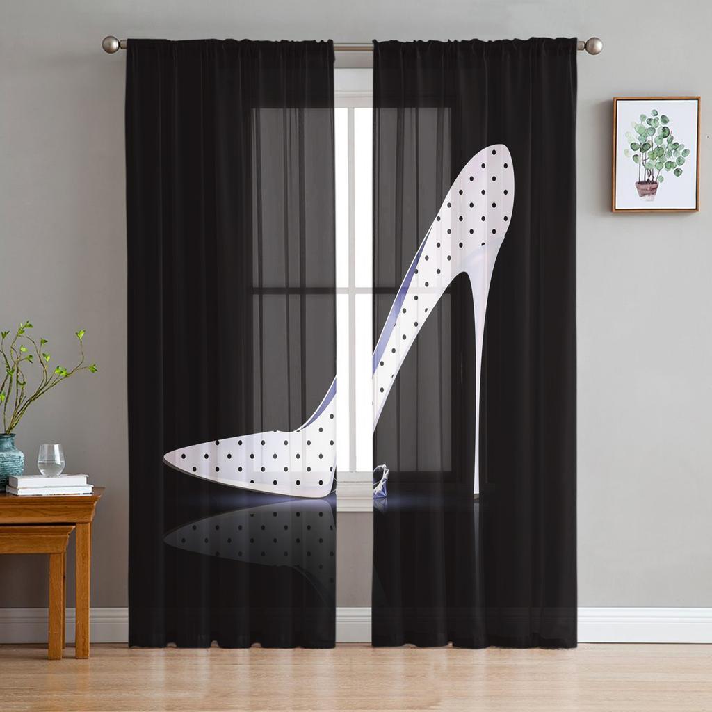 Прозрачные шторы для гостиной Высокие каблуки Косметика Ретро Детская спальня Балкон Большие шторы Кухня Столовая Шторы
