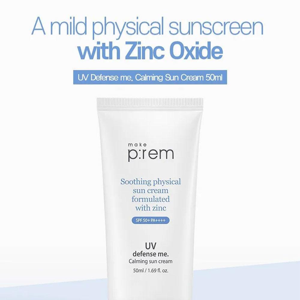 Make P:REM Успокаивающий солнцезащитный крем UV Defense Me 50 мл (SPF50 +)