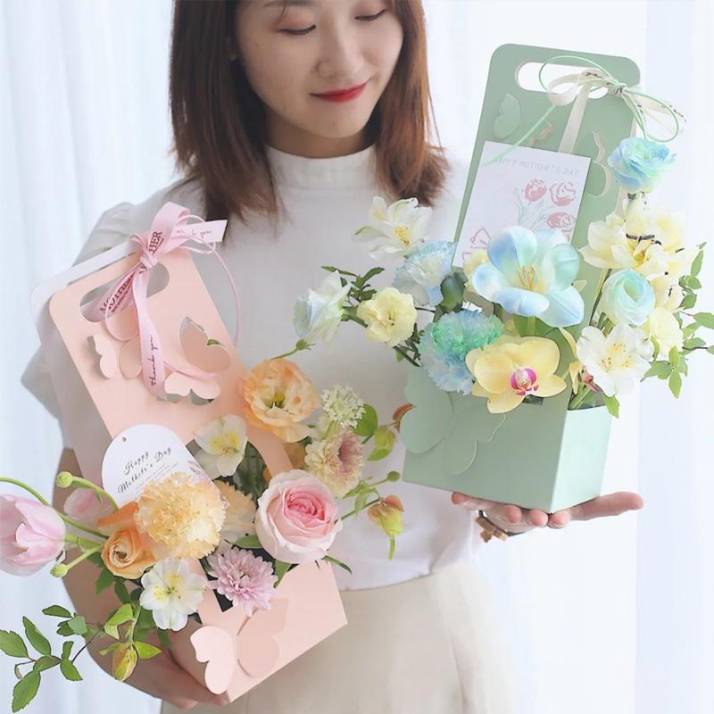 1 шт. домашний декор овальный подарок на день рождения красивая удерживаемая коробка трехмерная упаковка для цветов полый картон с бабочкой