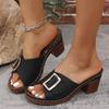 Large Size Sandals Women's High Heels Sandals Metal Word Belt Large Size Sandals