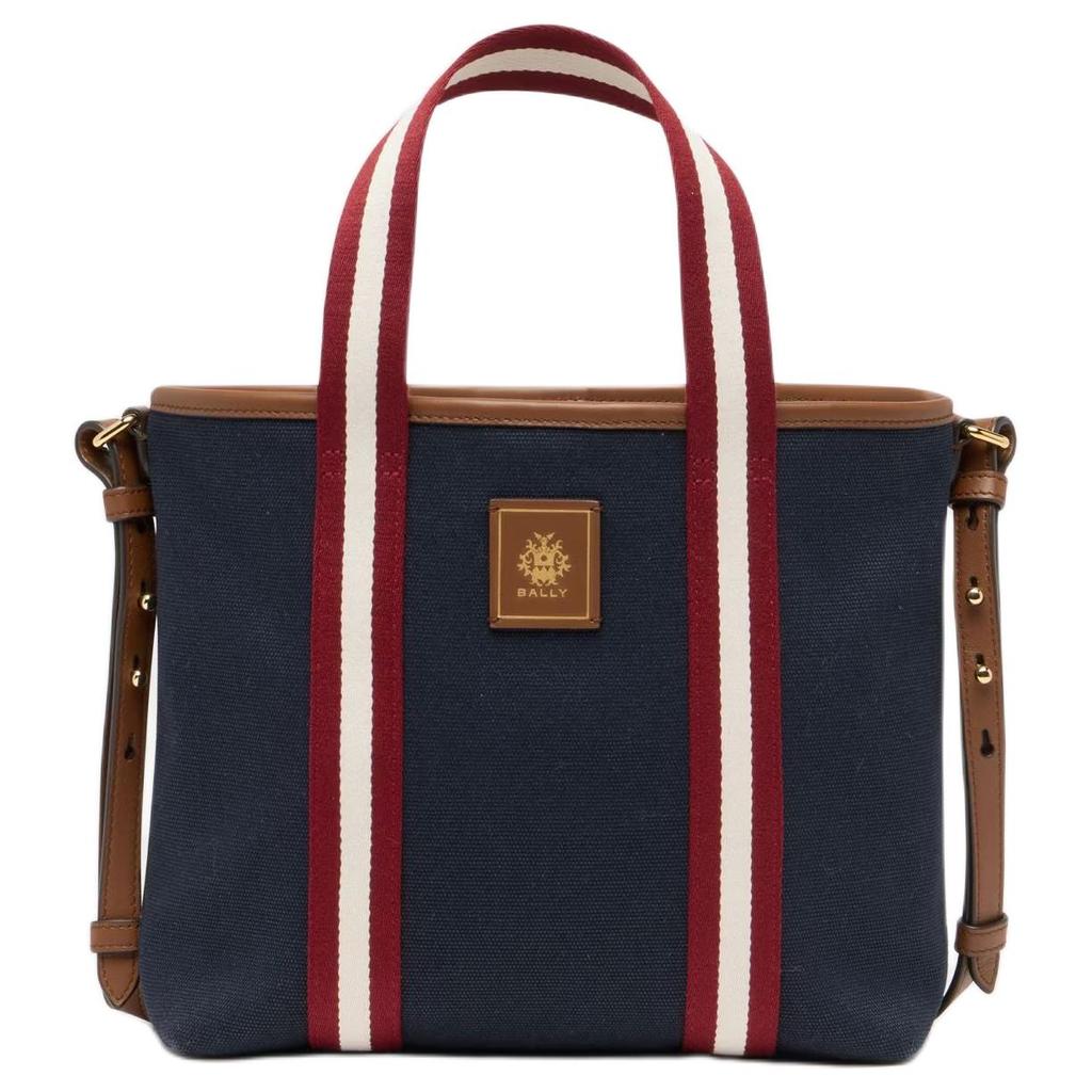 Bally Edelbliss Leather Badge Canvas Tote Bag Women Bags Blue 6313791