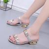 Женские летние босоножки на среднем каблуке со стразами — корейский стиль, большой размер 41, идеально подходят для студенток и мам из-за рубежа