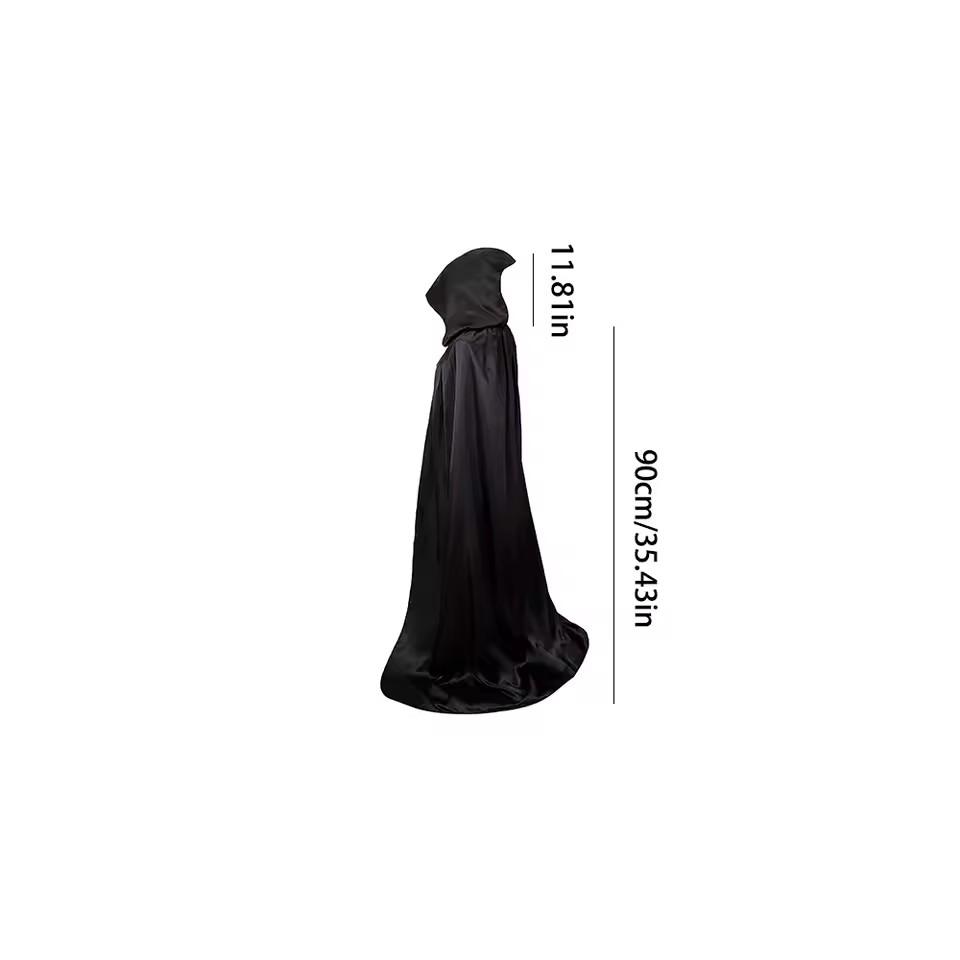 Elegant Hooded Cloak for Halloween & Christmas Devil Witch Grim Reaper Costume Cape Unisex Adult & Kids Party Cosplay