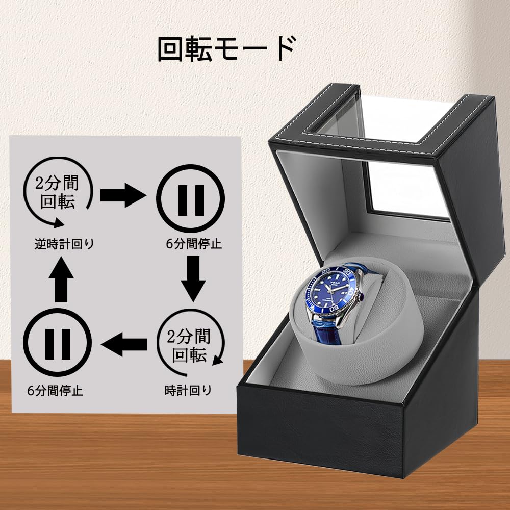 SOUKENGEN Автоматическая шкатулка для часов для мужчин и женщин (Одинарная подзаводка) (04 Черный, 1+0 штук)