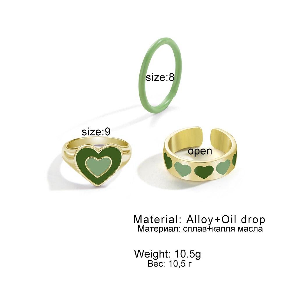 17 км красочные металлические кольца из смолы, набор для женщин и мужчин, очаровательные кольца Y2K для любителей сердец, новые модные модные ювелирные изделия, подарки