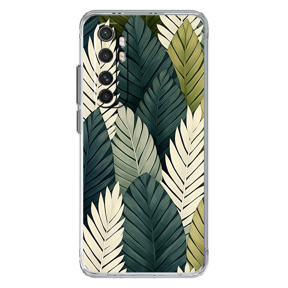 Чехол для телефона для Xiaomi Mi Poco X7 X6 X5 NFC X3 Pro 17 15T 15 14T 14 13T 11 12 13 Lite Прозрачный ТПУ чехол Листья Монстера Зеленый