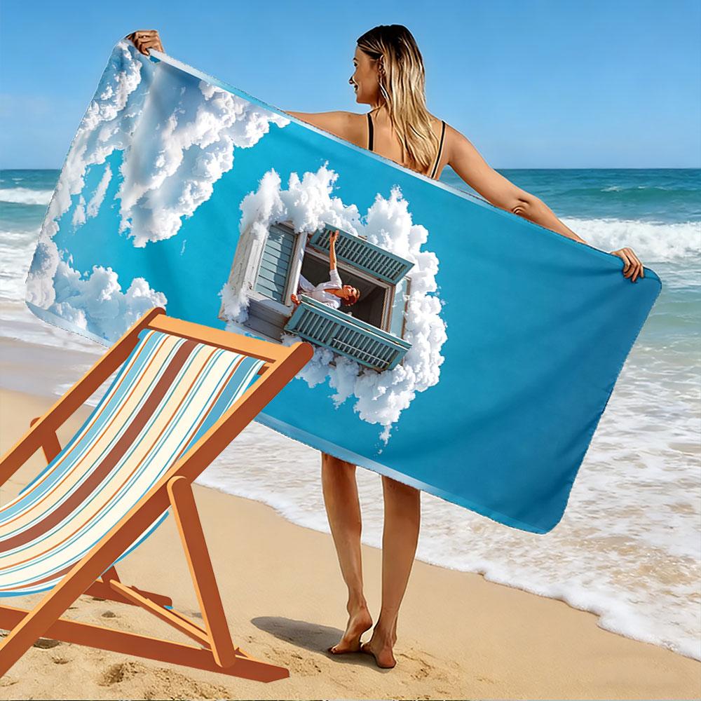 Woman in Window on Clouds A must-have beach towel for beach travel