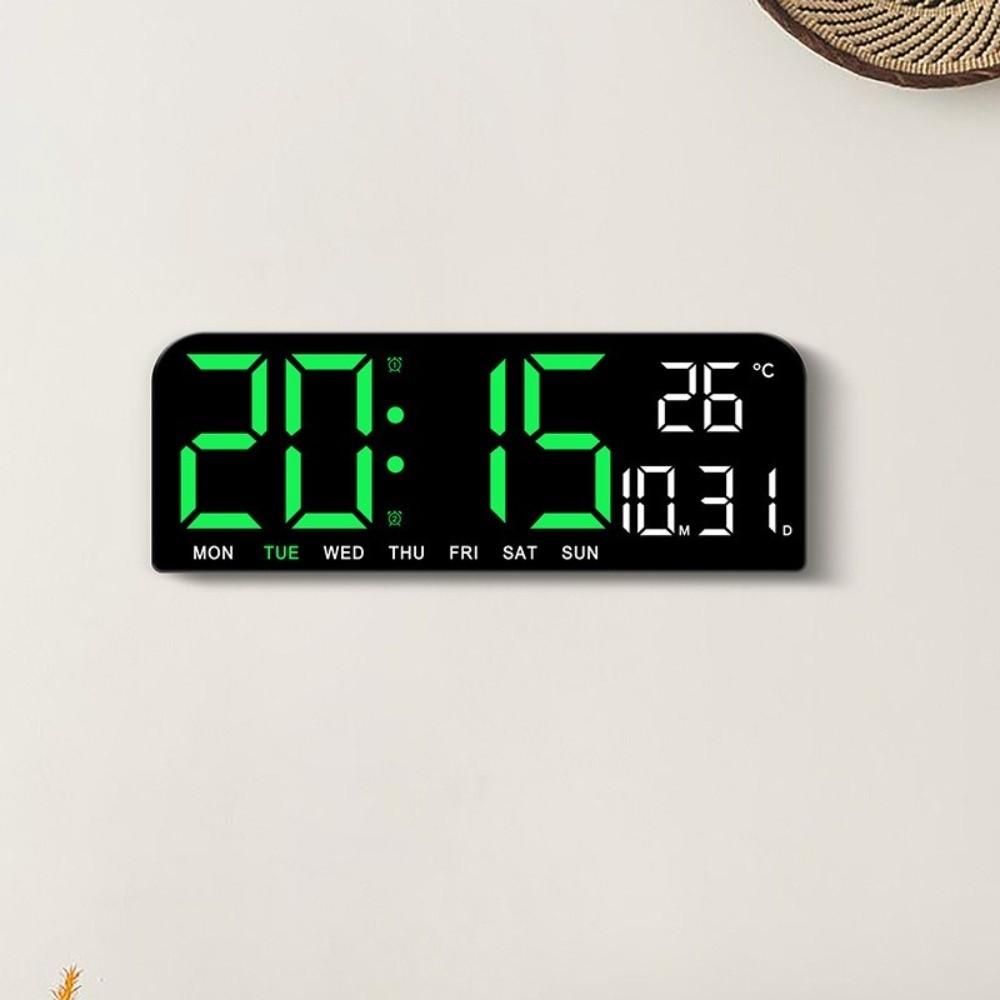 Brightness Adjustment LED Digital Wall Clock 12/24H Format Date Week Large Digital Clock Auto-Dimmer Temperature Display