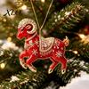Durable Hanging Collection Acrylic Goat Christmas Tree Pendant, Decorative Ornament with Xmas Pendant Rhinestone, Golden Cord for New Year Party