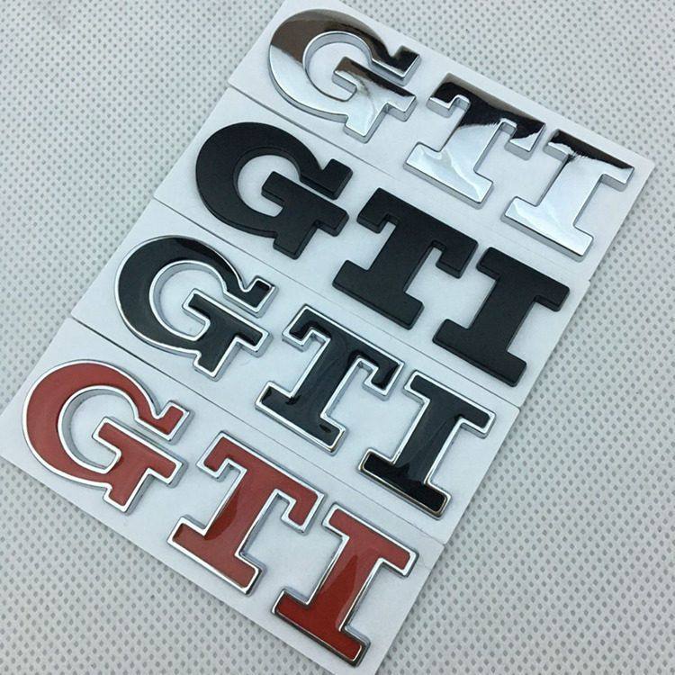 AABIK1 Metal GTI Logo Car Rear Trunk Emblem Side Sticker for Volkswagen VW Golf 4 5 6 7 8 Polo Jetta Tiguan Passat