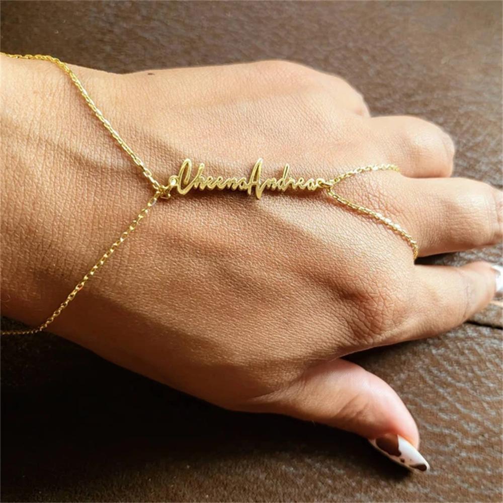 Кольцо на руку с именем на заказ, персонализированная богемная ручная цепочка из нержавеющей стали, ювелирное изделие, подарок на день рождения, подружка невесты для