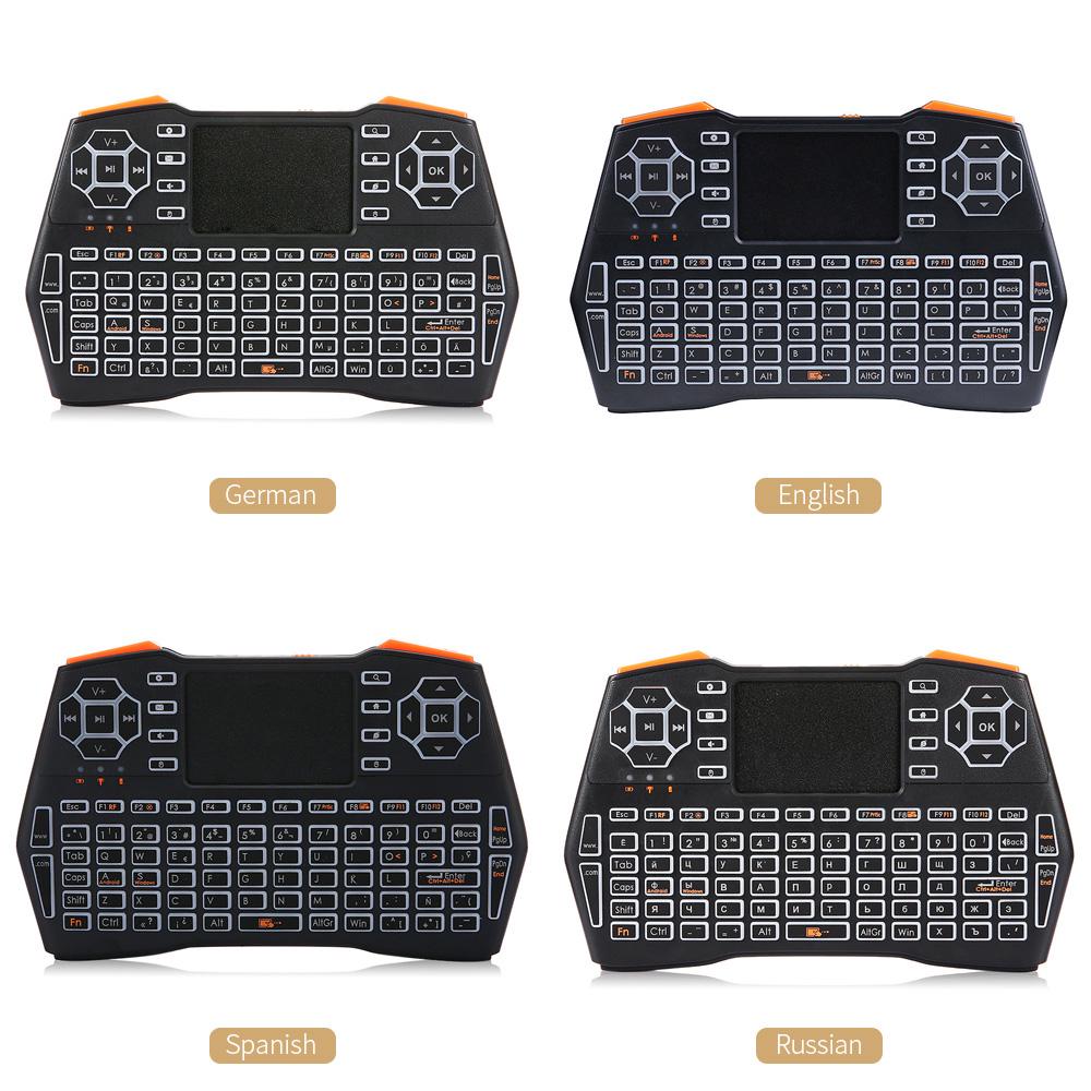 Мини-беспроводная клавиатура 2,4G, воздушная мышь, трехцветная клавиатура с подсветкой и сенсорной панелью для ноутбука и телевизора