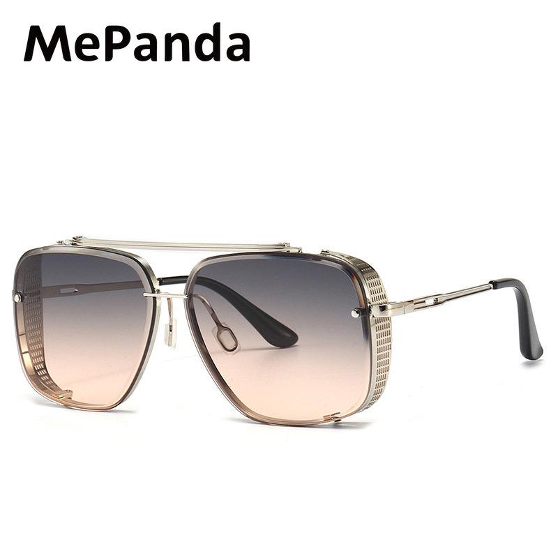 MePanda унисекс, квадратные металлические двойные лучи, модные солнцезащитные очки в стиле ретро, UV400