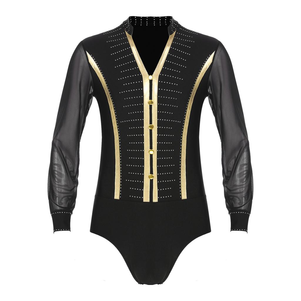 Мужской трико с длинными рукавами, бальный костюм, блестящий современный танцевальный трико, боди, костюм для косплея на Хэллоуин