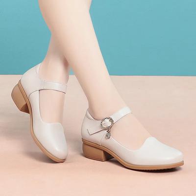 3 см Большой размер 35-42 Дышащие Мэри Джейн из мягкой кожи с мелким вырезом 2025 Туфли на блочном каблуке Платформа Одинарные туфли Офис Мама