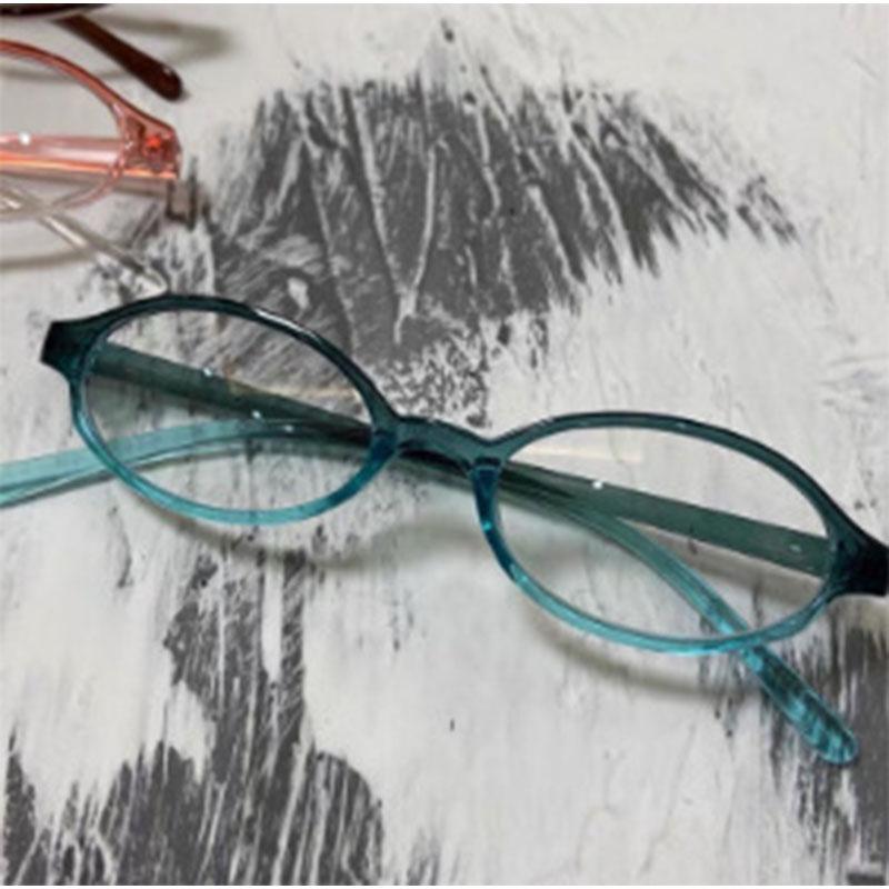 Retro Blue Green Oval Small Frame Glasses Frame Women'S Anti Blue Light Glasses New Fashion Style Eyeglasses Frame