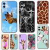 Чехол для телефона с милым мультяшным жирафом и животным для iPhone 5S 2020se 6 6s 7 8 plus x 10 XR XS 11 12 13 mini pro MAX, черная задняя крышка из ТПУ
