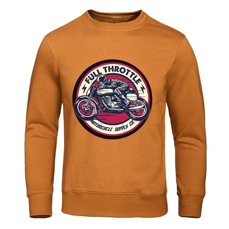 Full Throttle Motorcycle Locomotive Culture Мужские модные повседневные толстовки с капюшоном Флисовые теплые осенние повседневные спортивные свитера и длинные рукава для мужчин