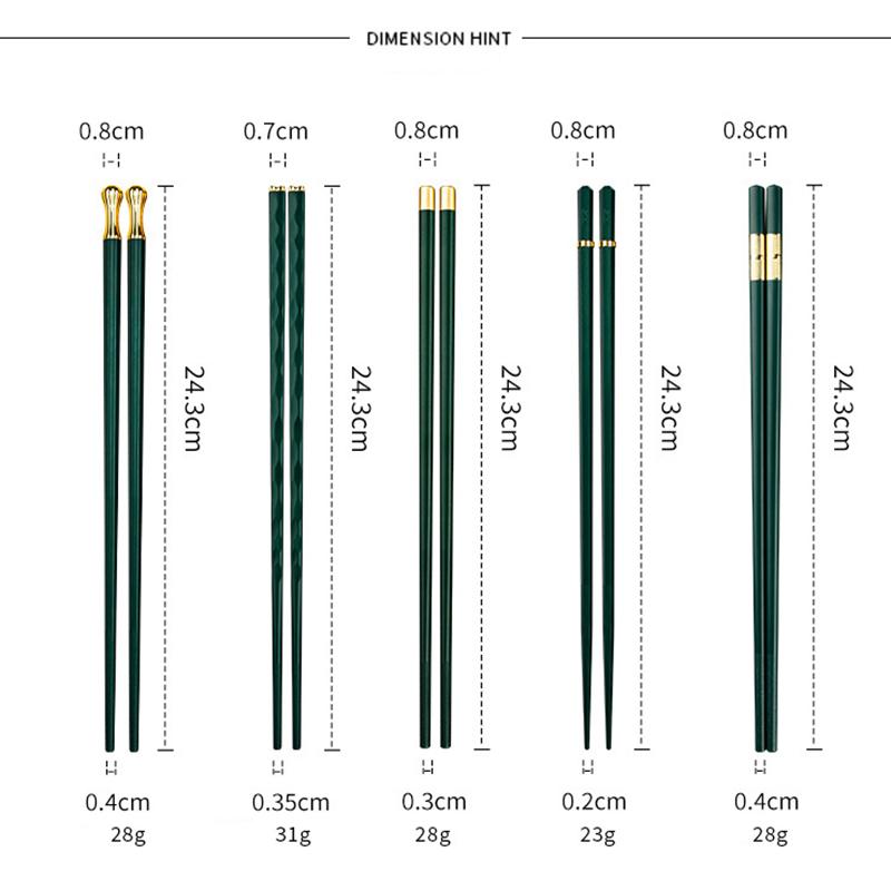 5 пар зеленого золота, японские китайские палочки для еды, еда, палочки для суши, многоразовый сплав, корейский набор палочек для еды, здоровая кухонная посуда