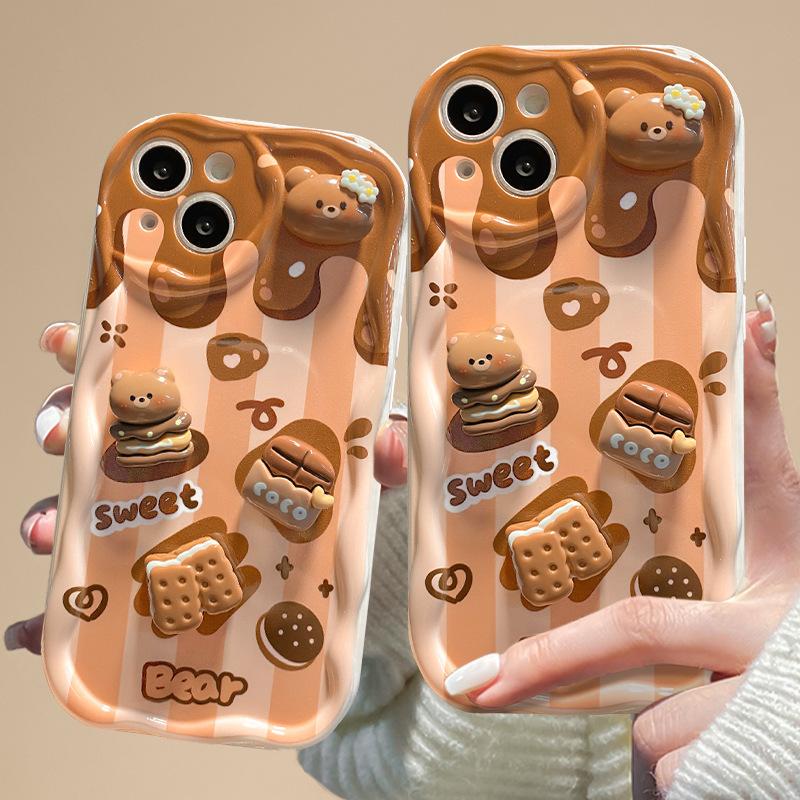 Applicable To Apple 15pro Mobile Phone Case IPhone 14/13 Chocolate Doll Lanyard 11/12 Silicone Anti-fall Xs