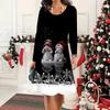 Женское новое повседневное платье с круглым вырезом на осень и зиму 2025 года, 3D рождественский узор, идеальный подарок на Хэллоуин и Рождество