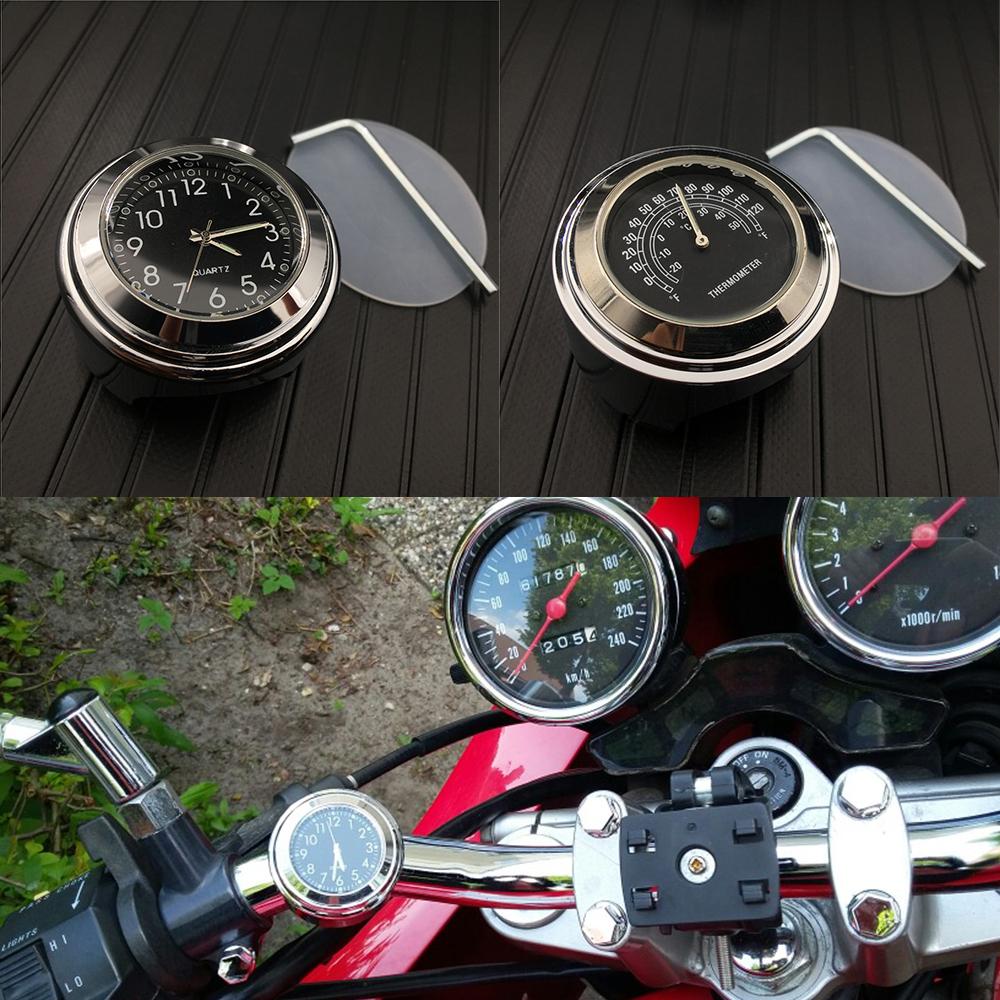 7/8" или 1" Мотоциклетные часы и термометр на руль Подходят для Harley Honda Yamaha Suzuki Kawasaki UTV ATV
